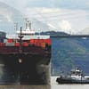 Container ship sails through the Panama Canal