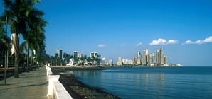 A view of the Downtown Panama City Skyline. Avendia Balboa. Punta Paitilla