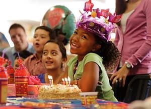 Girls celebrates birthday at chuck e cheeses 