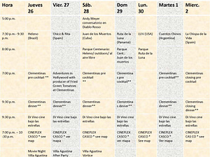 Calendar for Panama Film Festival 2012